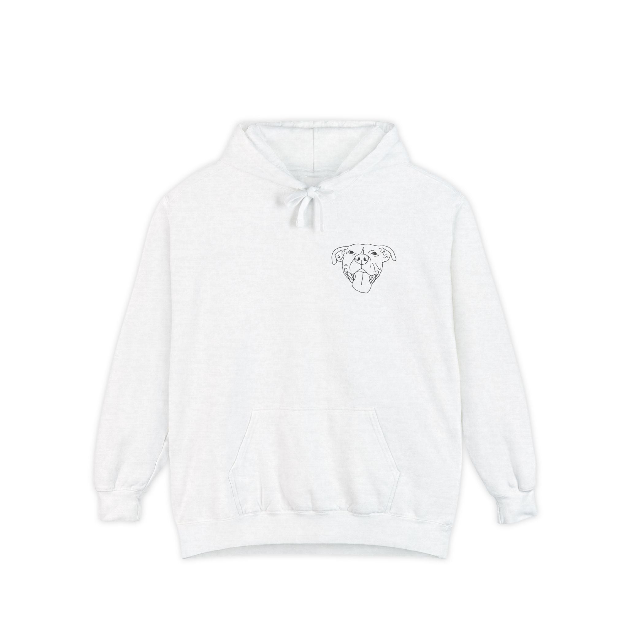 Custom Pet Portrait, Left Chest Print Unisex Garment-Dyed Hoodie